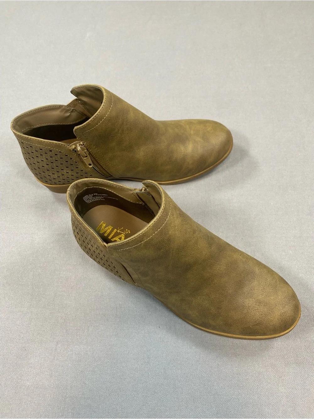 MIA Kids Tan Woven Back Ankle Booties